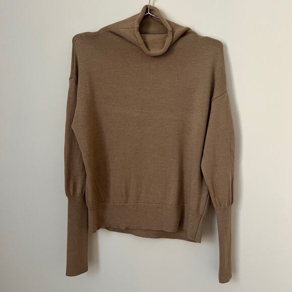 Wilfred Aritzia Brown 100% Merino Wool Turtle Sweater Size M - Picture 1 of 14